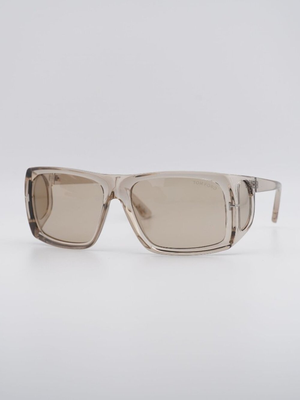 Tom Ford Rizzo FT0730 20A Sunglasses Grey Rectangle Frame, Smoke Lenses